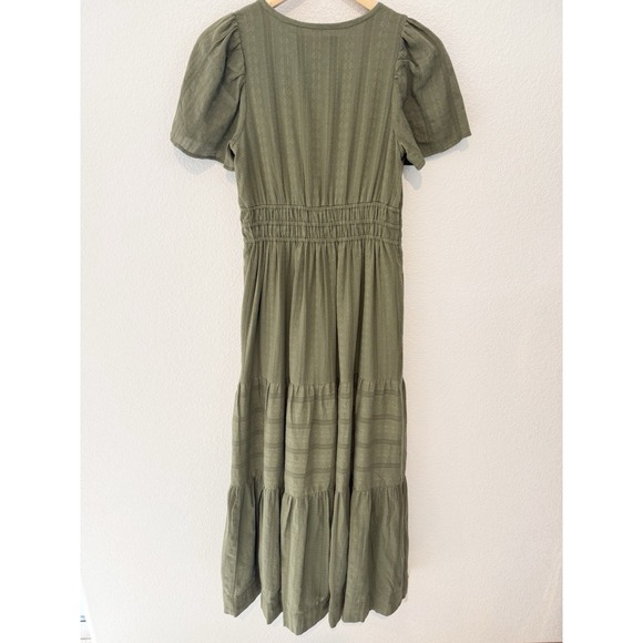 Anthropologie Somerset Floral Maxi Dress XS Green Cotton Prairie Cottage - Picture 4 of 6